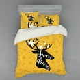thumbnail image 2 of Ambesonne Saying Bedding Set 3 Pcs, Silhouette of Deer, Twin XL, Earth Yellow Black White, 2 of 3