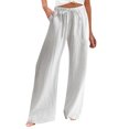 thumbnail image 2 of Kmdttou Women Summer Solid Color Elastic Loose And Comfortable Casual Drawstring Straight Leg Pants, 2 of 5