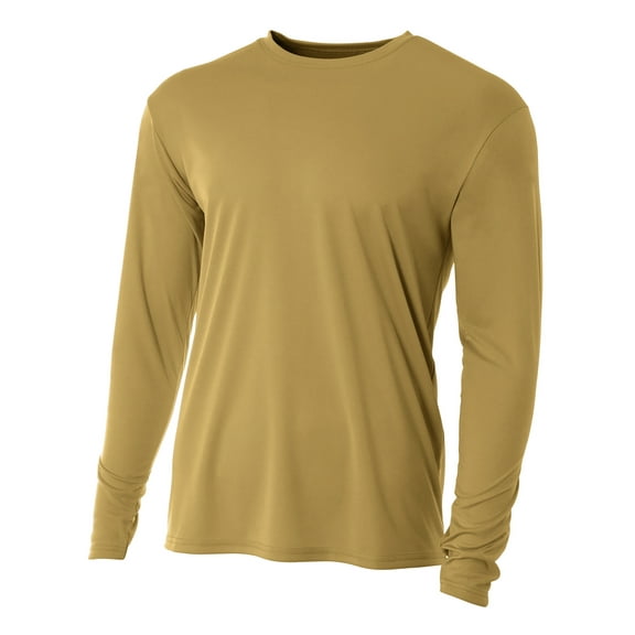 A4 Cooling Performance Long Sleeve Crew Stain Release and Odor Resistant for Easy Care For Boys Color Vegas Gold 2011 Size S
