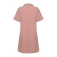 thumbnail image 4 of DYMADE Womens Summer Short Sleeve Linen Cotton Buttons Loose Pockets T Shirt Dress, 4 of 4