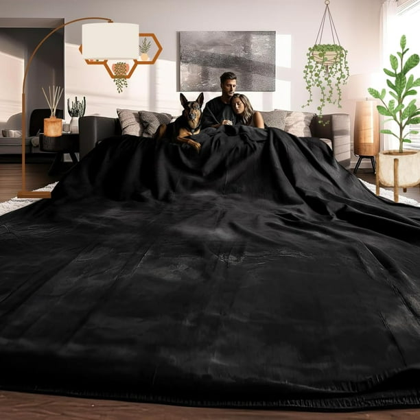 Manta EasyFluffy de gran tamaño, 300 x 300 cm, extra suave, negra