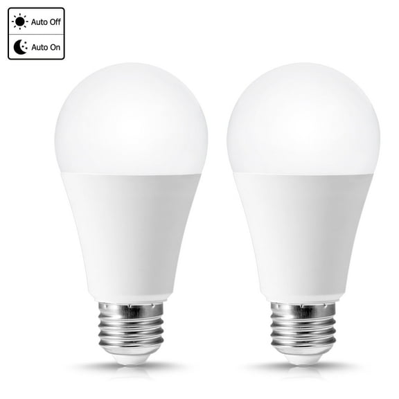 100-Watt Equivalent A19 12-Watt E26 Base Dusk to Dawn Sensor LED Light Bulb in Warm White, 3000K (2-Pack)