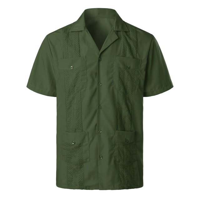 XDZJLR Men Shirt Spring And Summer Fashion And Leisure Dongfeng Pocket Button Lapel Short Sleeve Tops