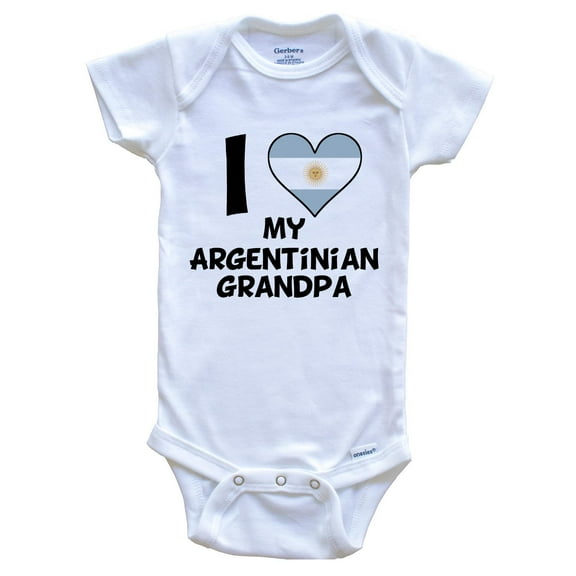 I Heart My Argentinian Grandpa Argentina Flag Baby Bodysuit, 0-3 Months White