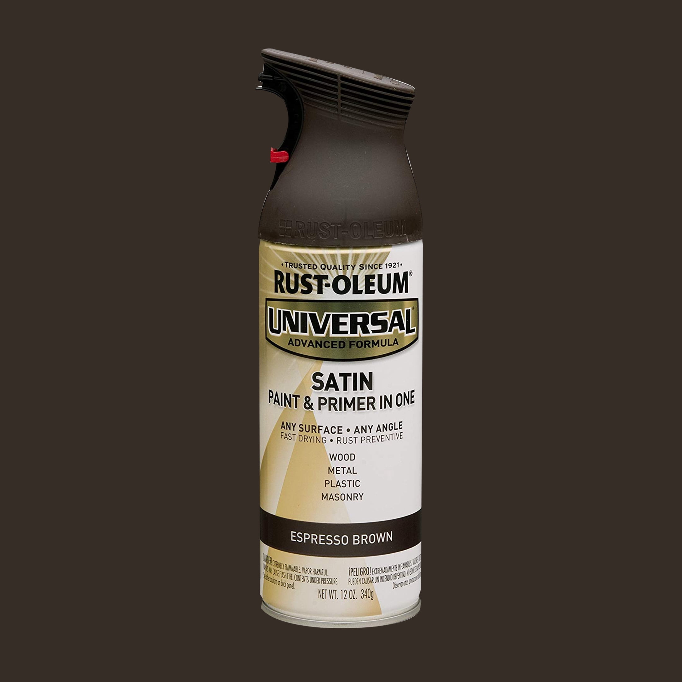 (2 pack) Espresso Brown, Rust-Oleum Universal Paint & Primer Satin Spray Paint-247570, 12 oz