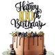 thumbnail image 1 of Cake Topper Leetaivie para 100.º cumpleaños negro y dorado con brillo, 1 of 6