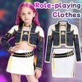 thumbnail image 5 of Guvpev Halloween Cosplay Costume for G'irl's, Popular Singer Idol Group Stage Performance Outfit with Top and Pants, Pop Star Role Play Costumes for Halloween Dress Up Party, Festival & Carnival, 5 of 13