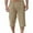Khaki, variant on Havenre Men's Linen Capri Shorts Lightweight Casual Baggy Knee Length 3/4 Pants Summer Drawstring Beach Pants Lounge Shorts with Pockets Green S