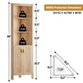 thumbnail image 5 of 68" Tall Fluted Corner Cabinet for Bathroom, Modern Living Room & Kitchen - 5 Adjustable Shelves, Space-Saving Natural Oak Storage, Curved Profile Design, 5 of 8