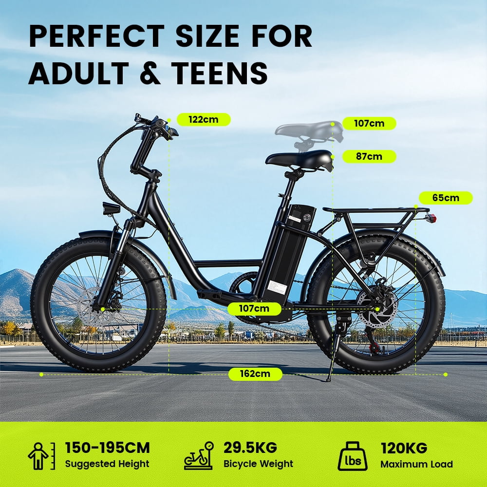 Peak 1000W Electric Bike for Adults and Teens, 48V 15Ah Ebike , All-Terrain with Front Suspension, Anti-theft Lock, Charger, Rear Rack