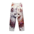 thumbnail image 3 of Vsdgher White Red Cat Couple Print Mens Pajama Pants Sleep & Lounge Pants, PJ Bottoms With elastic waistb and Pockets, 3 of 5