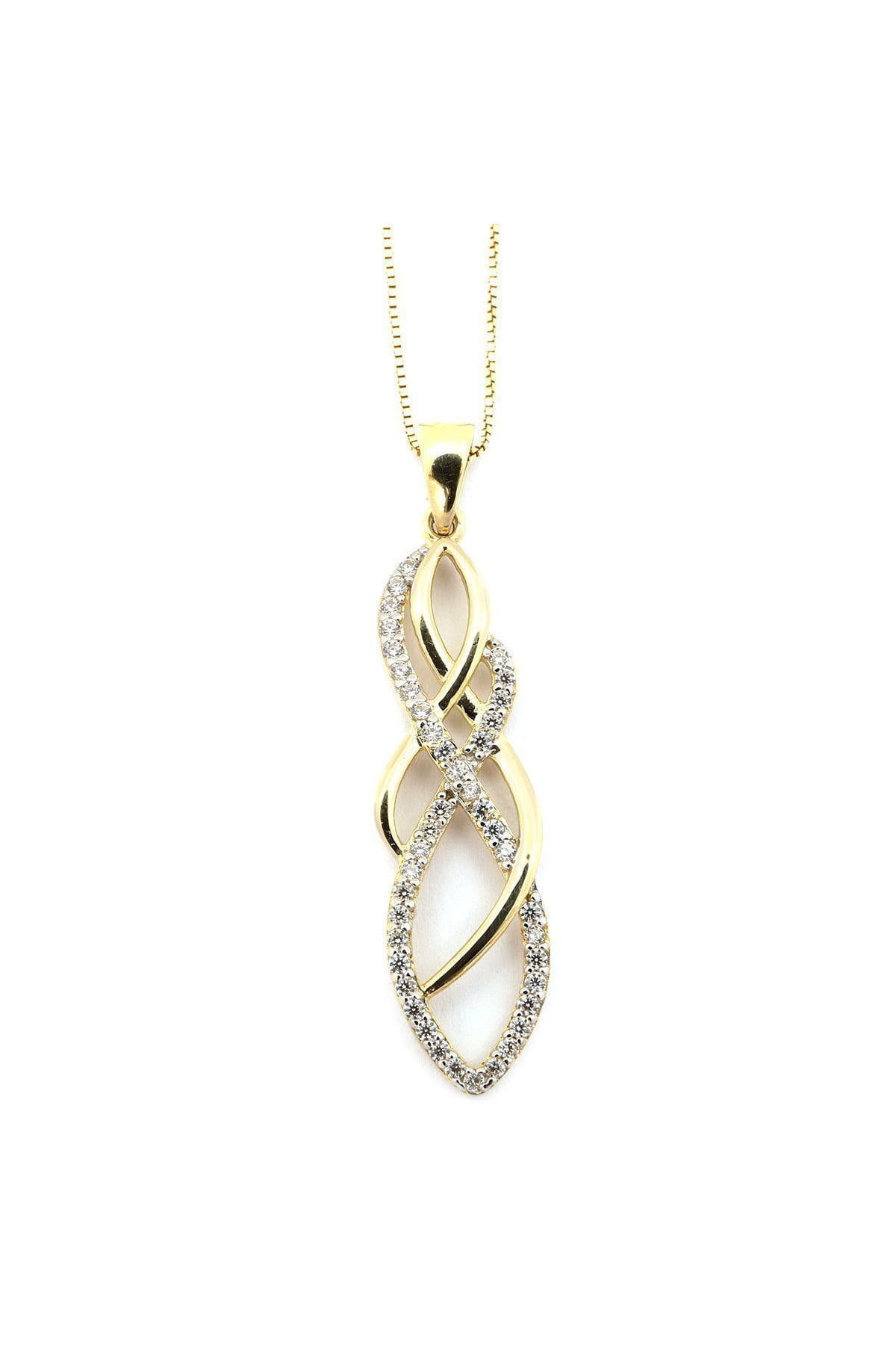 14k Yellow Gold Cubic Zirconia Bow Pendant mm Length