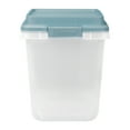 thumbnail image 3 of Hefty 6 Pack 32 Qt Lift Off Stackable Plastic Storage Bin w/Lid, Smoke Blue, 3 of 4