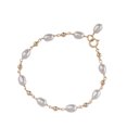 thumbnail image 2 of Elegante pulsera de perlas para las mujeres delicada cadena de metal con pequeñas perlas de joyería de moda para su delicada pulsera ajustable, 2 of 7