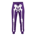 thumbnail image 4 of CUZIBR Boys Kids Jogger Pants Halloween Skeleton Print Elastic Drawstring Waist Ankle Sweatpants Funny Bone Graphic Loose Soft Casual Children Trousers,Purple,11-12 Years, 4 of 4