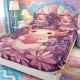 thumbnail image 3 of Manfei Amphibian Print Fitted Sheet Full,Kawaii Axolotl Bed Set,3 Pieces,1 Fitted Sheet and 2 Pillowcases, 3 of 5