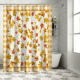 thumbnail image 4 of Fall Shower Curtain Maple Leaf Shower Curtains for Bathroom Orange Buffalo Plaid Check Bath Curtains Sets for Autumn Thanksgiving Seasonal Bathroom Decor Polyester Fabric Waterproof 72 x 84 in, 4 of 6