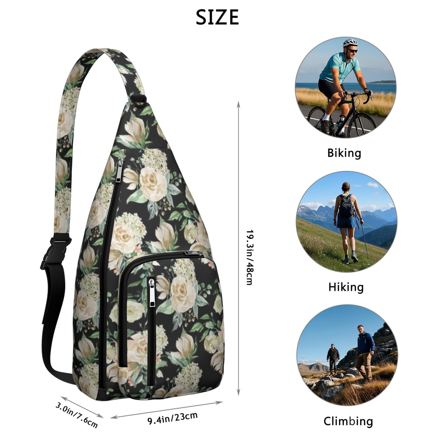 Durable Breathable Sling Bag with Floral Pattern for Tactical Use