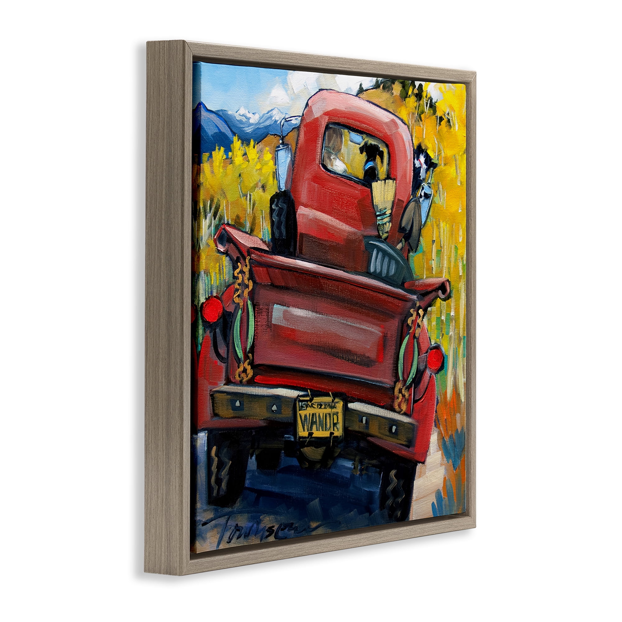 Stupell Industries Wander Truck Through Wheat Grass Brown Framed Floater Canvas Wall Art, design by CR Townsend