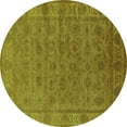 thumbnail image 1 of Ahgly Company Machine Washable Indoor Round Oriental Turquoise Blue Industrial Area Rugs, 3' Round, 1 of 4