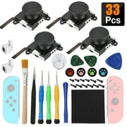 Angle View: 3D Replacement Analog Joystick for Nintendo Switch Joy-Con Controller, Switch Thumb Stick Grip Caps for Nintendo Left Right Joycons, Switch Triwing Cross Screwdriver Repair Tools