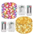 thumbnail image 2 of Guirnalda de luces navideñas con pilas, resistente al agua, 8 modos, mando a distancia, 50 LED, 100 LED, luces interiores, luces parpadeantes de cobre, 2 of 5