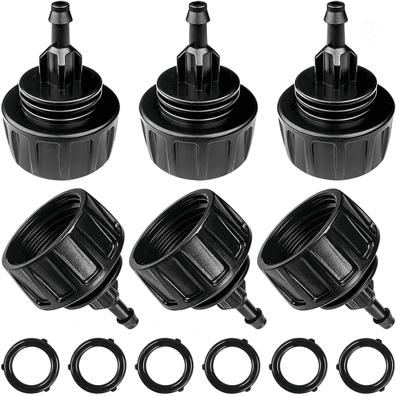ICERUN 6 Pack Drip Irrigation Hose Connectors, 1/4” Drip Irrigation Tubing to Faucet/Garden Hose Adapter, 3/4 to 1/4” Drip Irrigation Tubing Connectors, 1/4” Drip Irrigation Garden Hose Adapter