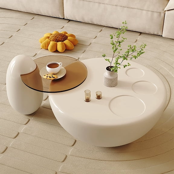FHKJ HOME Modern Coffee Table Set, 2-Piece White Nesting Coffee Table