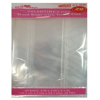 WAY TO CELEBRATE! Clear Valentine's Day Party Bags, 20 Count