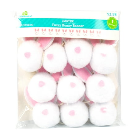 Way to Celebrate Fuzzy Bunny Pom Banner