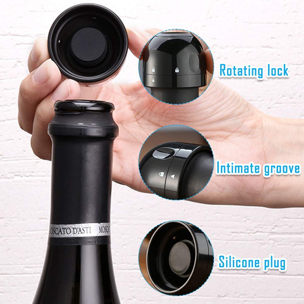 3 Packs Stainless Steel Wine Bottle Stoppers Reusable Rubber Sealed Sparkling Wine Bottle Sealer Keeps Wine Fresh Vetoo Bottle Stoppers
