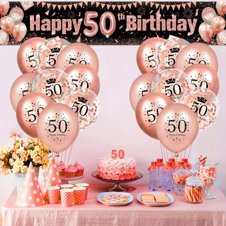 50th Birthday Decorations Happy 50th Birthday Decorations 50 Party  Decorations for Women Rose Gold 