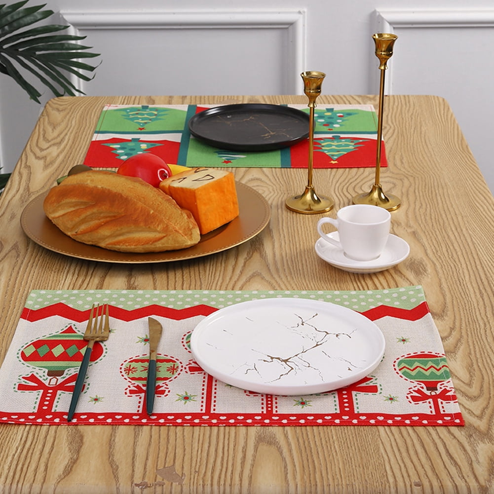 6 Sets De Table Noël En Plastique Lavable - Motif Fleurs, 40x28 Cm, Décorations Festives - 3