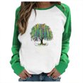 thumbnail image 1 of Birdeem Womens Spring Patchwork Christmas Printed Long Sleeves Round Neck Casual Tee Tops, 1 of 4