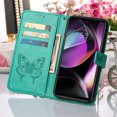 thumbnail image 6 of SaniMore Case for Motorola Moto G 5G (6.5" 2023), PU Leather Skin with Luxury Embossed Butterfly [Wrist Strap & Card Slots & Flip Kickstand] Full-body Shockproof Business Wallet Cover, Green, 6 of 7