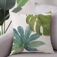thumbnail image 2 of Fundas impermeables para almohnes de exterior de 18x18 pulgadas, juego de 2, con diseño de hojas tropicales verdes, fundas para cojines decorativos de Monstera y hojas de palma, para sofá, 2 of 3