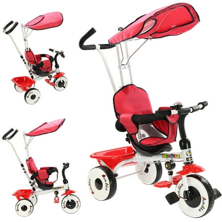 Costway 4-In-1 Kids Baby Stroller Tricycle Training Learning Toy Bike w/ Canopy