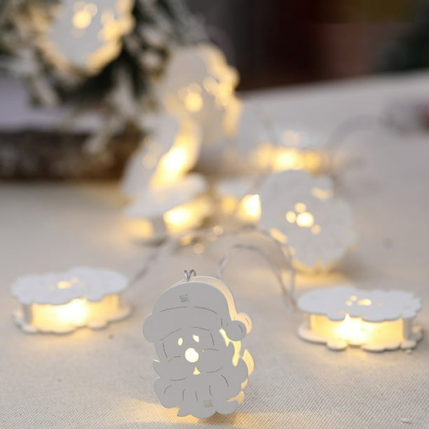 Christmas Wooden LED Snowflake Lights Hollowed-out Small House Lights Supermarket Scene Decoration Five-star String Lights
