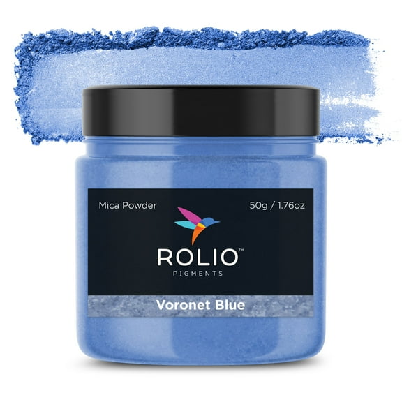 Rolio Premium Mica Powder - Voronet Blue (50G / 1.76oz) - 1 Jar of Blue Pigment Powder for Epoxy Resin, Dye, Soap Making, Nail Polish, Paint, Candle Making, Bath Bombs, Slime