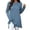 Blue, variant on Womens T-shirts Long Sleeve Crewneck Solid Color Tee Side Slit Loose Summer Tops Black XXL