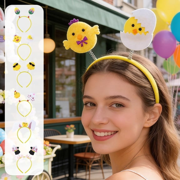 Msgweeeg Headbands Hair Band Easter Decorations Easter Headwears Plastic Headband Holiday Party Accessories Eggshells Chick Rabbits Ears Easter Egg Headband Hairpiece