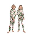 thumbnail image 2 of Yuaguia Family Matching Christmas Pajamas, Red Green White Plaid Long Sleeve Top and Plaid Lounge Pants Sleepwear Set, Festive Holiday Loungewear, Kids 3 Years, 2 of 6