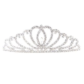Sparkling Silver Tiara with Heart Design Sparkling Pink & Clear Rhinestone Tiara | Bridal Wedding  main image 2