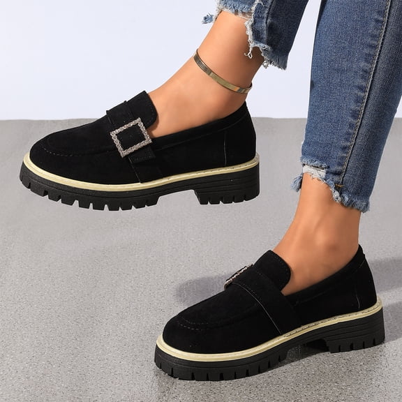 Womens Loafers Platform Chunky Penny Loafer Office Business Casual Shoes