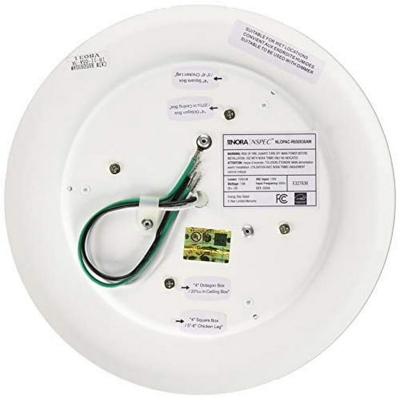 Nora Lighting NLOPAC-R650930AW NLOPAC-R650930AW-15 Watt LED 6" Surface Mount AC Opal-3000K-1,050 Lumens-120V-White, Surface Mount, White
