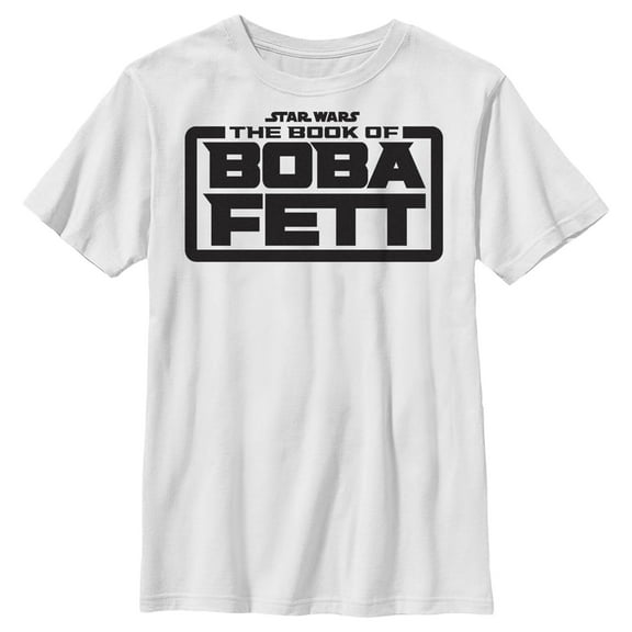 Boy's Star Wars: The Book of Boba Fett Black Logo Graphic Tee White Large