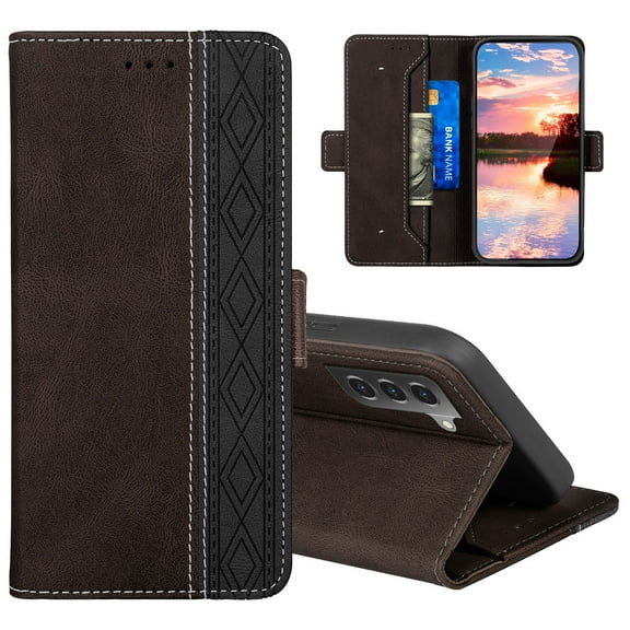 Case for Samsung Galaxy S21 Ultra 5G 6.8" 2021, Allytech Flip Folio Wallet Case with Money Pocket RFID Blocking PU Leather & TPU Inner Shell with Stand Case for Galaxy S21 Ultra 2021, Coffee