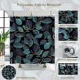 thumbnail image 5 of Teal Leaves Shower Curtain Set Plants Black Modern Fabric Bath Curtain 72x84in Transform Your Bathroom into a Lush Garden Retreat Includes Hooks, 5 of 6