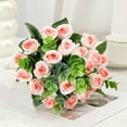 thumbnail image 6 of JeashCHAT Artificial Roses Flowers Bouquet 13.7" Fake Flowers Silk Roses Flowers for Wedding Party Valentine's Day Home Table Decor, Pink, 6 of 6