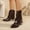 Brown, variant on Women Pointed Toe Buckle Strap Slip on Mid Calf Thin Stiletto High Heel Boots Casual Leather Footwear for Party Street Autumn Winter Fashion Matching Outfits White 9(42)